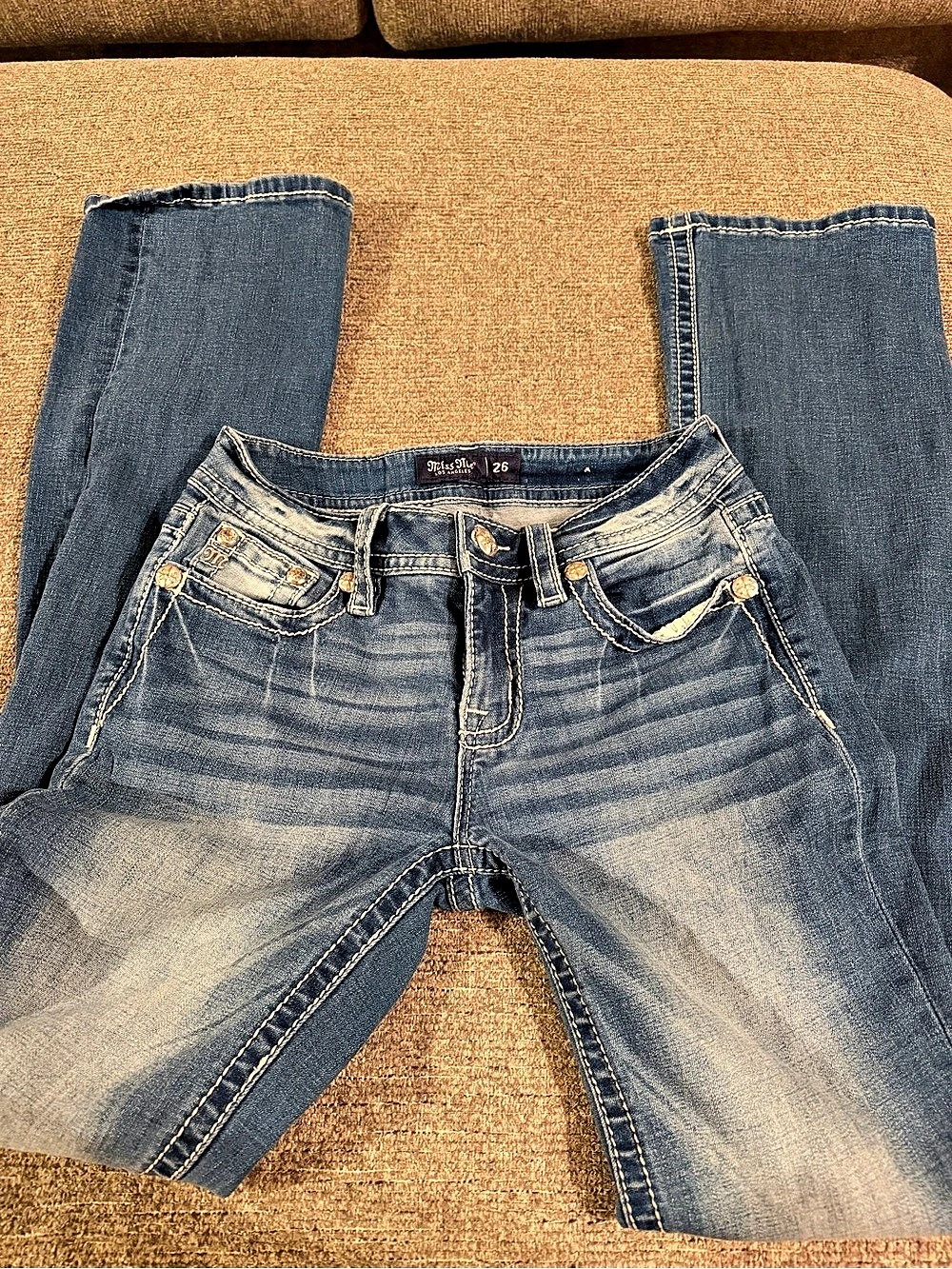 Miss Me Boot Cut Jeans in Blue Waist 26